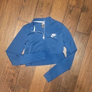 Nike Air Blue Half-Zip Cropped Top